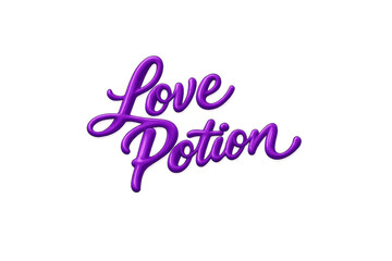 Love potion 3d purple script typography text