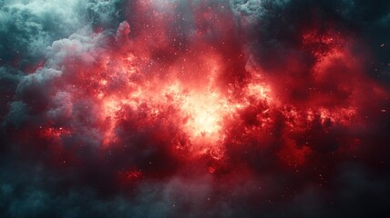 Dramatic Cosmic Storm with Fiery Red Energy and Dark Clouds cosmic red clouds storm energy dark fire
