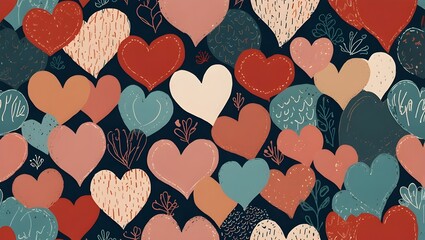 Cute Hand-Drawn Heart Seamless Pattern