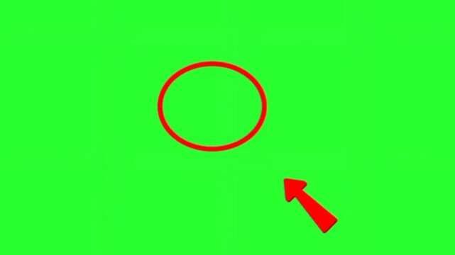 Direct your audience's focus instantly with this sharp red circle and arrow green screen highlight. 