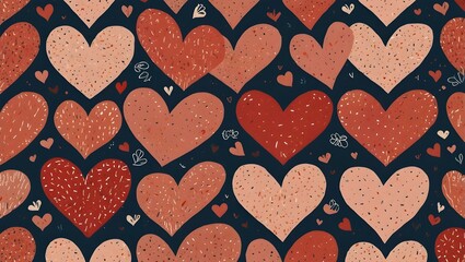 Cute Hand-Drawn Heart Seamless Pattern