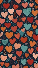 Cute Hand-Drawn Heart Seamless Pattern