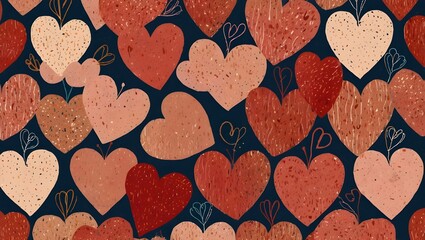Cute Hand-Drawn Heart Seamless Pattern