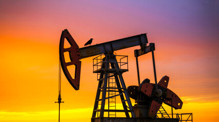 oil pump at sunset