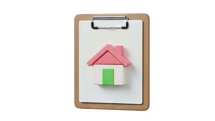 Naklejka premium Clipboard with 3D House Icon
