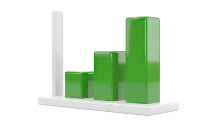 Green 3D Bar Chart with White Background