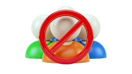 Group of people with a red prohibition sign