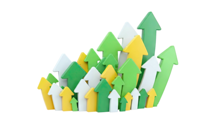 Multiple Arrows Pointing Upward in Different Colors