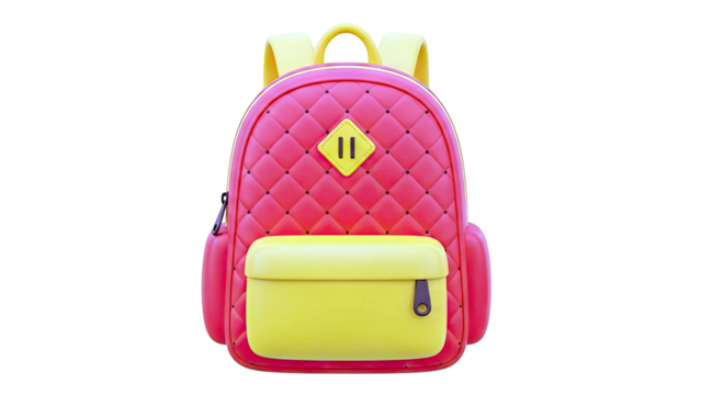 Red and yellow quilted backpack with diamond pattern - Powered by Adobe