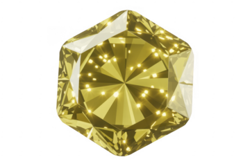 Large Yellow Diamond on Black gemstone faceted isolated on a transparent background
