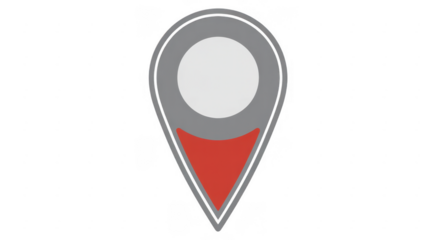 Gray and Red Map Pin location isolated on a transparent background