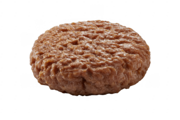 Raw hamburger patty raw meat beef patty isolated on a transparent background