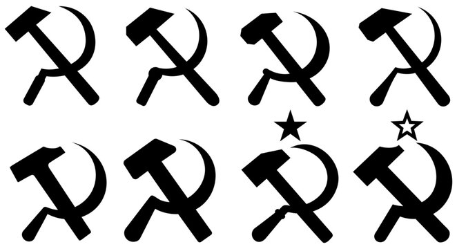 set collections hammer and sickle icon. USSR symbol. Communist logo marxism sign design vector illustration