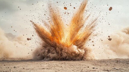 Dynamic Dirt Explosion with Flying Debris and Dust Cloud explosion dust dirt debris dynamic cloud