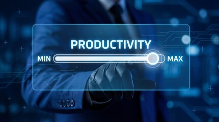 Businessman adjusting productivity settings for maximum efficiency