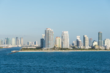 Naklejka premium View of Miami coastline with beach, Florida, United States of America