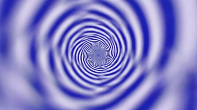 Abstract hypnotic spiral background with blue and white stripes creating an optical illusion.