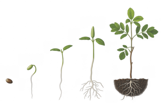 Plant growth stages seed sprout isolated on a transparent background - Powered by Adobe