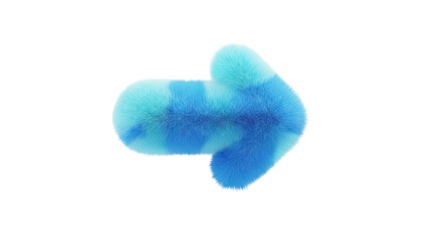 Fluffy blue arrow pointing right