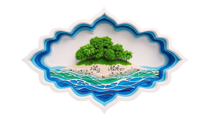 Papercraft tropical island diorama