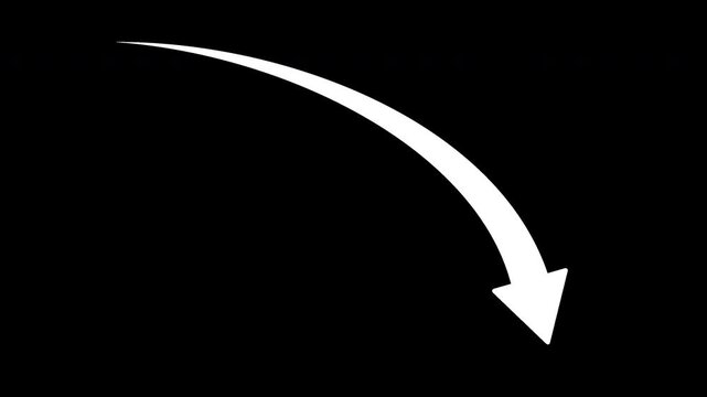 White Line Down Arrow Animation with Alpha Channel