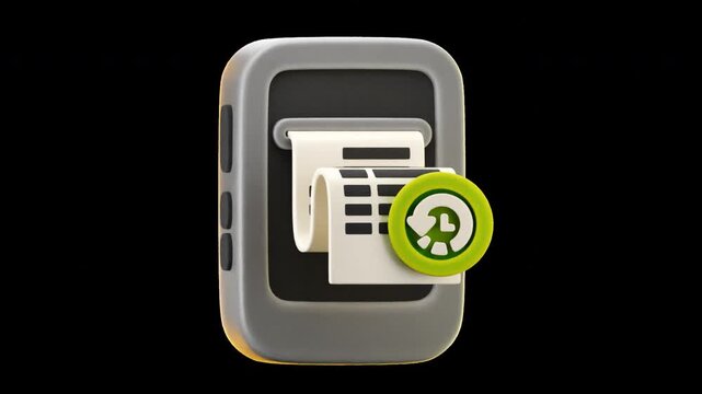 3d animation transaction history in cute cartoon style, with transparent background
