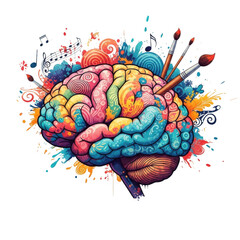 Obraz premium Creative brain with art and music