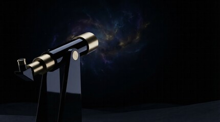 Elegant Telescope Against Cosmic Background Cosmos Space Exploration. Concept featuring telescope, cosmos, space, exploration, astronomy.