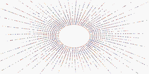 Fototapeta premium Abstract vector background featuring a futuristic 3d tunnel design with circular patterns, digital binary code, and glowing light energy dots illustrating a high-tech data space wallpaper