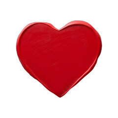 Red heart wax seal imprint, isolated on transparent background