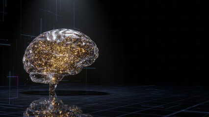 Glowing Brain Concept in Digital Space Technology Futuristic Neuroscience. Concept featuring brain, digital, technology, futuristic, neuroscience.