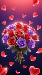 red hearts on a red background