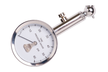 Top view Tire Pressure Gauge on white background.