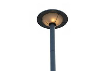 Street light pole at night black isolated on a transparent background
