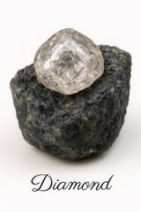 Fototapeta premium Authentic rough diamond crystal showing characteristic glassy adamantine luster