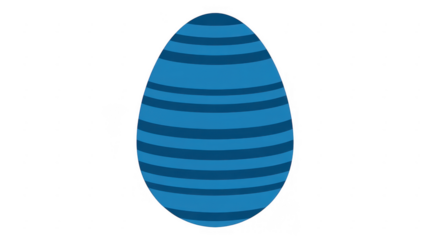 Blue striped egg abstract isolated on a transparent background