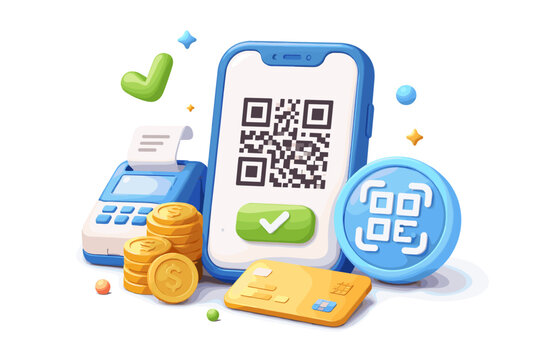 Digital payment concept with QR code scanning and credit card for seamless transactions