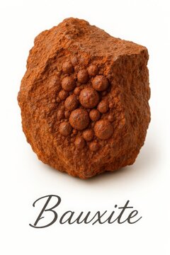 Bauxite ore specimen with pisolitic texture isolated on white background