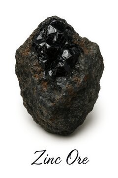 Encyclopedic geology image of zinc ore with glossy crystalline texture