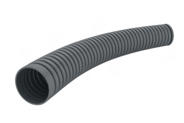 Gray corrugated tube pipe hose isolated on a transparent background