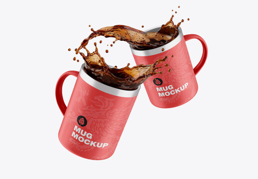 Ceramic mugs with dynamic splash scene