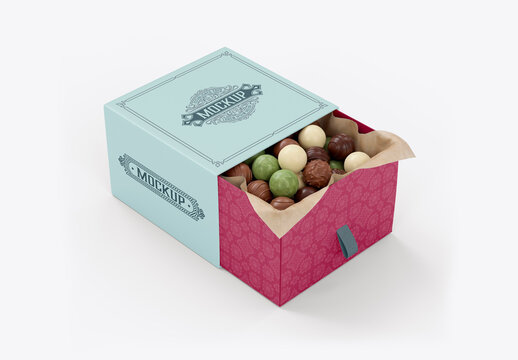 Open Chocolate Gift Box Mockup
