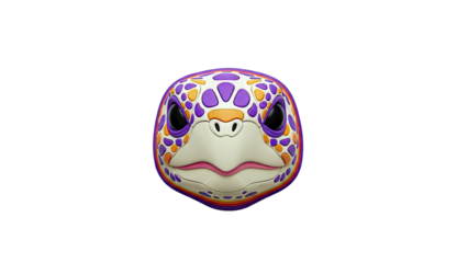 Stylized Turtle Face with Colorful Spots and Rainbow Edge