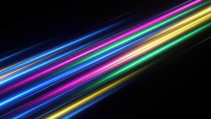 Colorful diagonal neon light streaks background