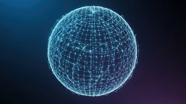 Glowing digital globe made of particles - Powered by Adobe