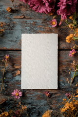 a white sheet of paper for writing on a background of flowers