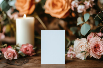 a white sheet of paper for writing on a background of flowers