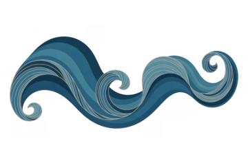 Blue wave on black wave abstract swirling wave isolated on a transparent background