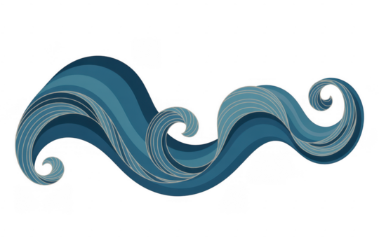 Blue wave on black wave abstract swirling wave isolated on a transparent background - Powered by Adobe