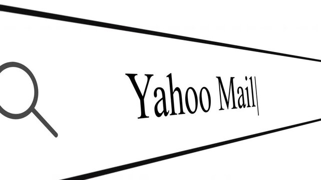 User types the search query for Yahoo Mail in the address bar of a web browser. The focus is on the search box and entry action for information.